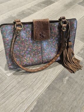 Patricia Nash Floral Satchel in Green, Pink and Brown